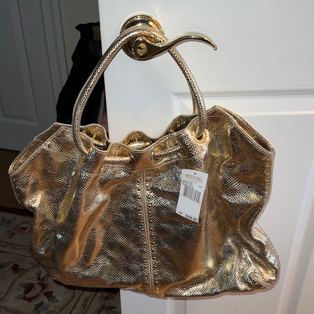 Michael Kors gold tote bag